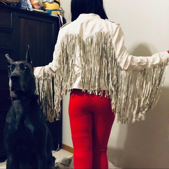 White leather fringe jacket - Picture 2 of 3